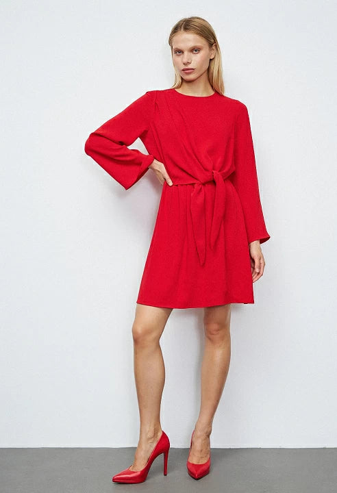 Γυναικείο φόρεμα με στρογγυλή λαιμόκοψη Κόκκινο
