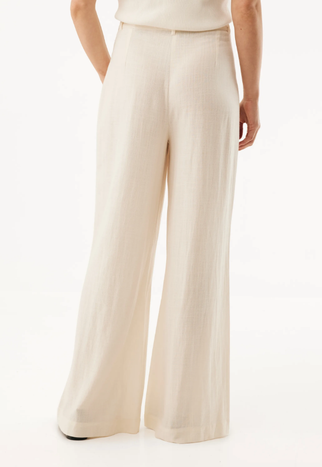 Γυναικείο Linen Mix Slub Pants Wide Leg Off White