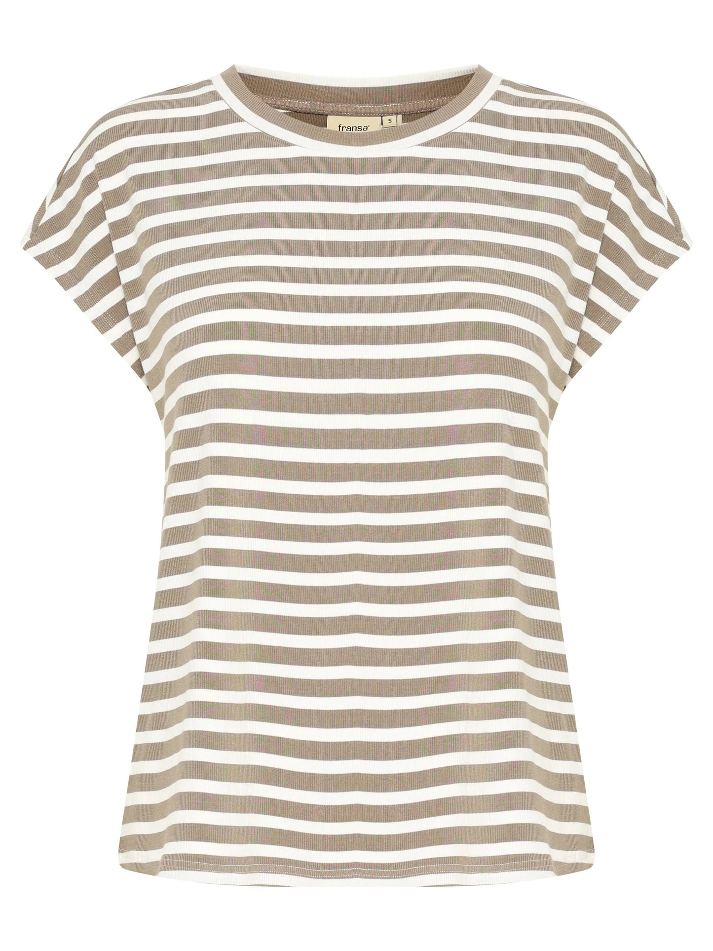 Γυναικεία μπλούζα κοντομάνικη ριγέ-Λαδί