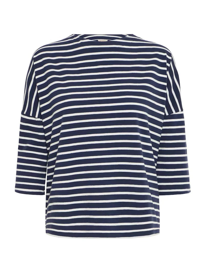 Γυναικεία μπλούζα 3/4 με ρίγα -μπλέ