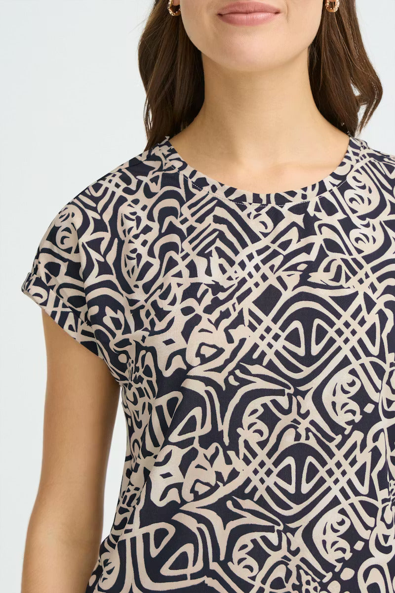 Γυναικεία μπλούζα κοντομάνικη Art Lines Navy / Blu