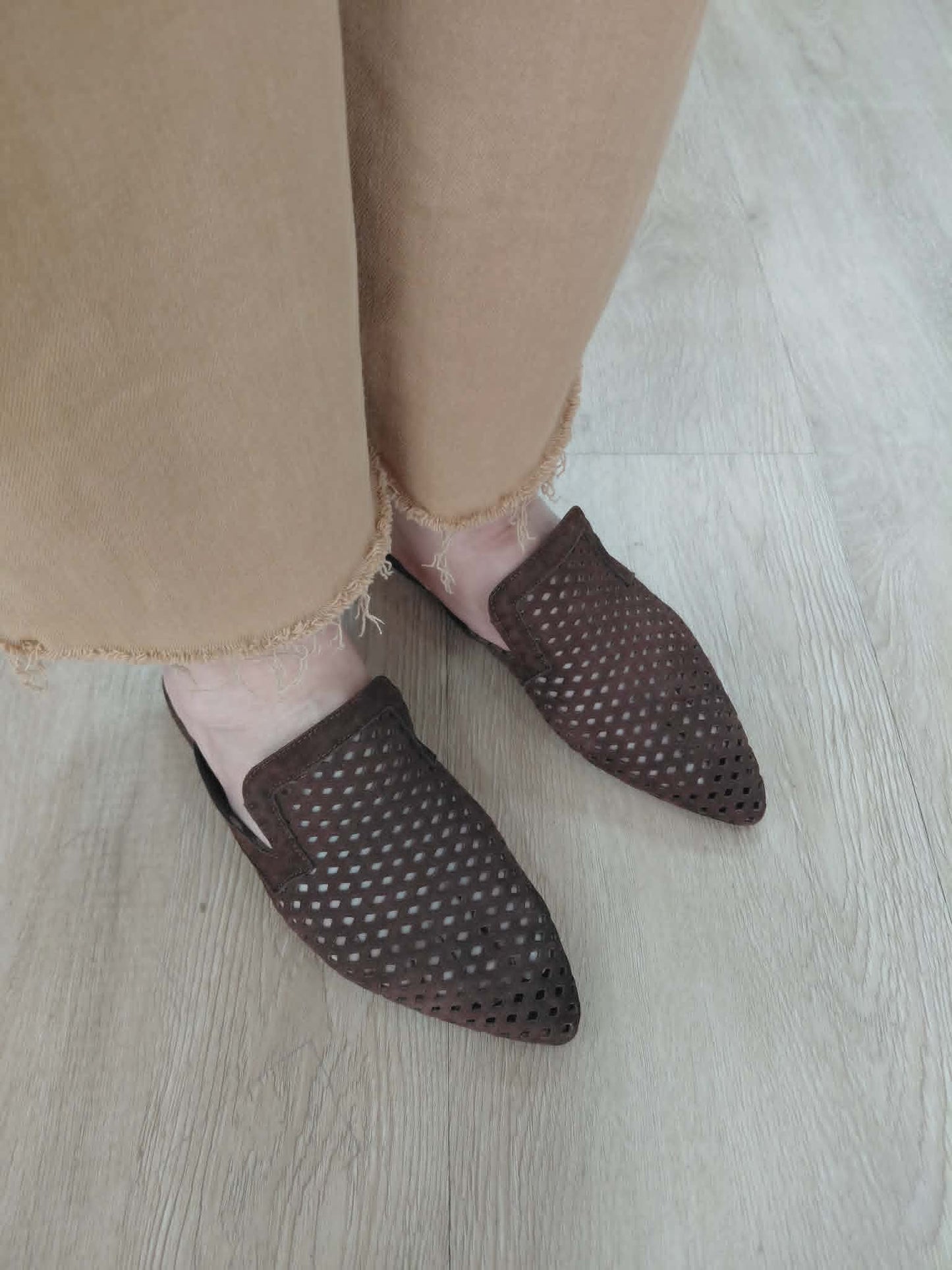 Γυναικείο Mules δερμάτινο καφέ