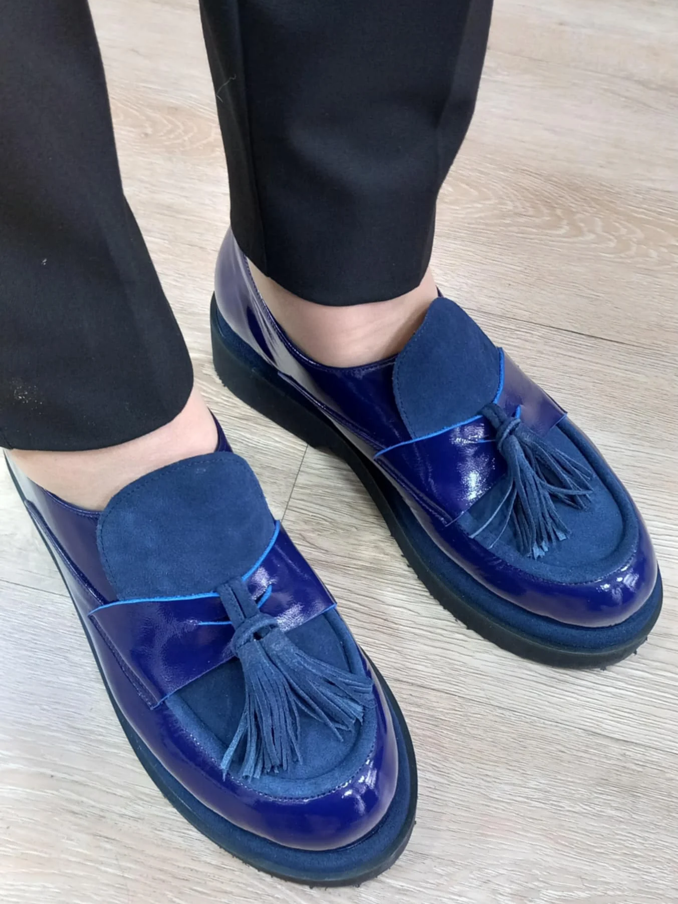 Γυναικεία δερμάτινα μοκασίνια Blue- Τελευταίο Ν 38