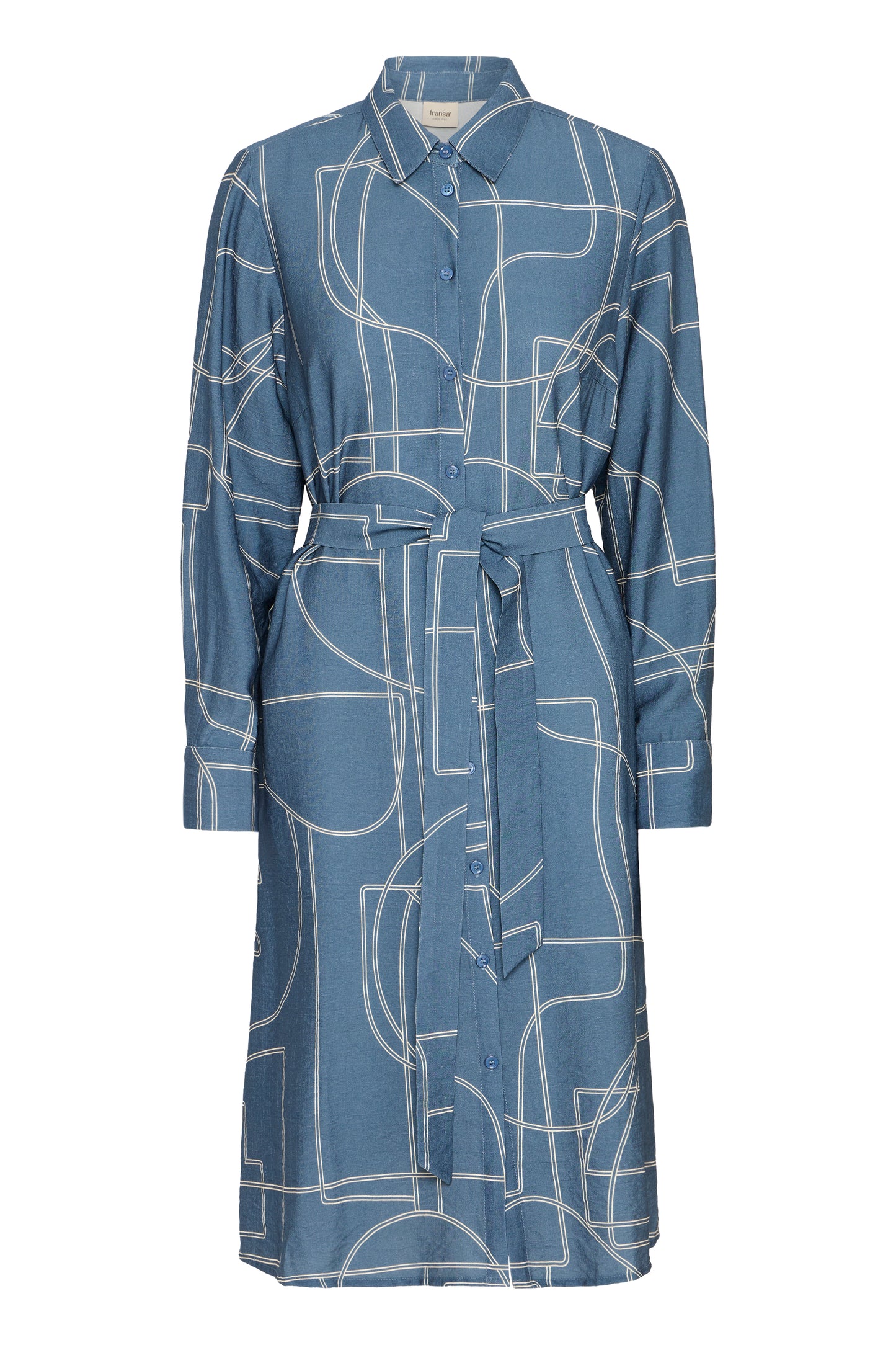 Γυναικείο σεμιζιέ φόρεμα με ζώνη -μπλε σιελ