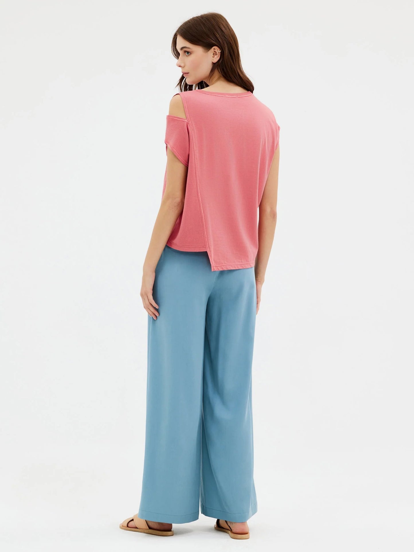 Γυναικεία Ασύμμετρη Βαμβακερή Μπλούζα BLACK -NAVY