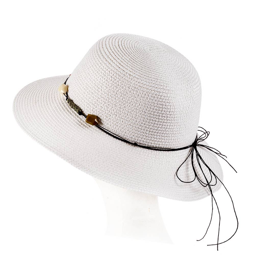 Καπέλο ψάθινο με κορδόνι και χρωματιστές πετρούλες