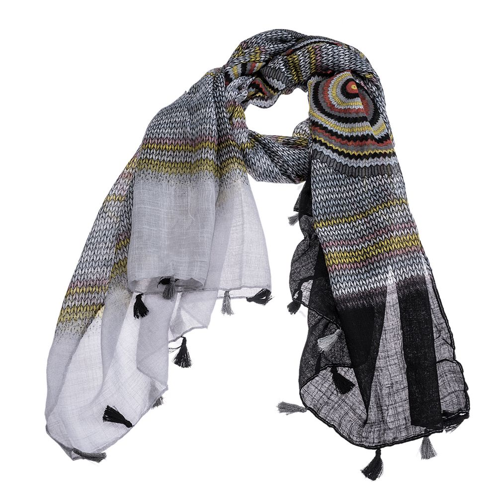 Μαντήλι πολύχρωμο με σχέδια και φουντάκια