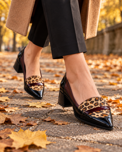 Γυναικεία δερμάτινα μοκασίνια animal print