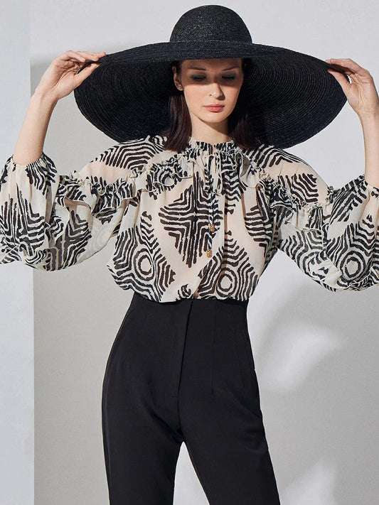 Γυναικεία Μπλούζα εμπριμέ με βολάν