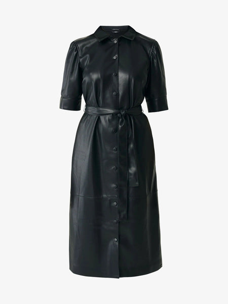 Γυναικείo Φόρεμα Σεμιζιέ Faux leather. Μαύρο