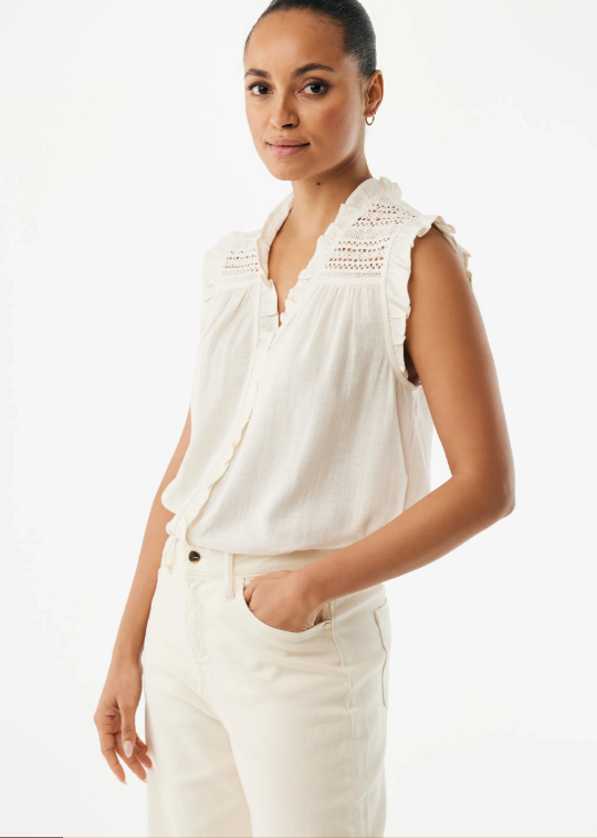 Γυναικείο Linen Mix Slub Blouse Off White