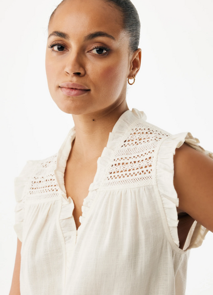 Γυναικείο Linen Mix Slub Blouse Off White