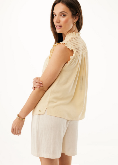 Γυναικείο Linen Mix Slub Blouse Light Yellow