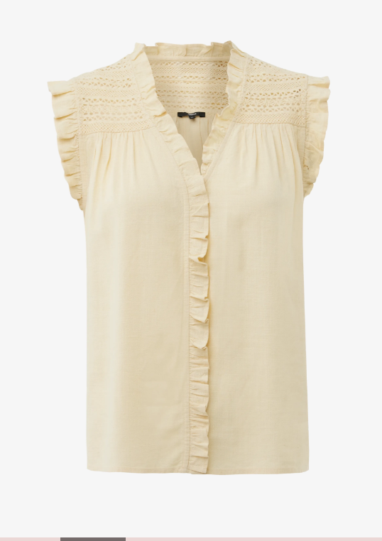 Γυναικείο Linen Mix Slub Blouse Light Yellow