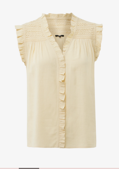 Γυναικείο Linen Mix Slub Blouse Light Yellow