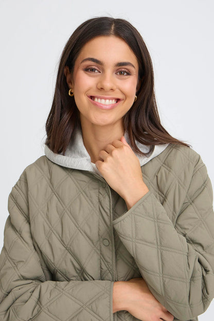 Γυναικείο μπουφαν διπλό καπιτονέ με κουκούλα OLIVE