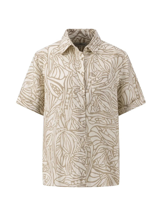 Γυναικείο λινό πουκάμισο Σαφάρι μπεζ