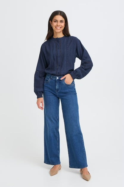 Γυναικεία Μπλούζα με κουμπιά  Navy Blue