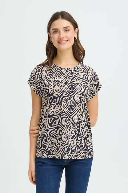 Γυναικεία μπλούζα κοντομάνικη Art Lines Navy / Blu