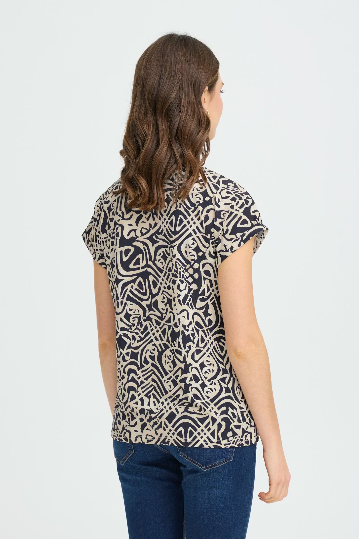 Γυναικεία μπλούζα κοντομάνικη Art Lines Navy / Blu