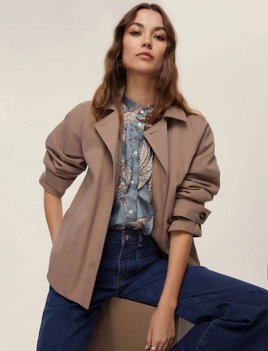 Γυναικείo Υδατοαπωθητικό υφασμάτινο μπουφάν -Καφέ