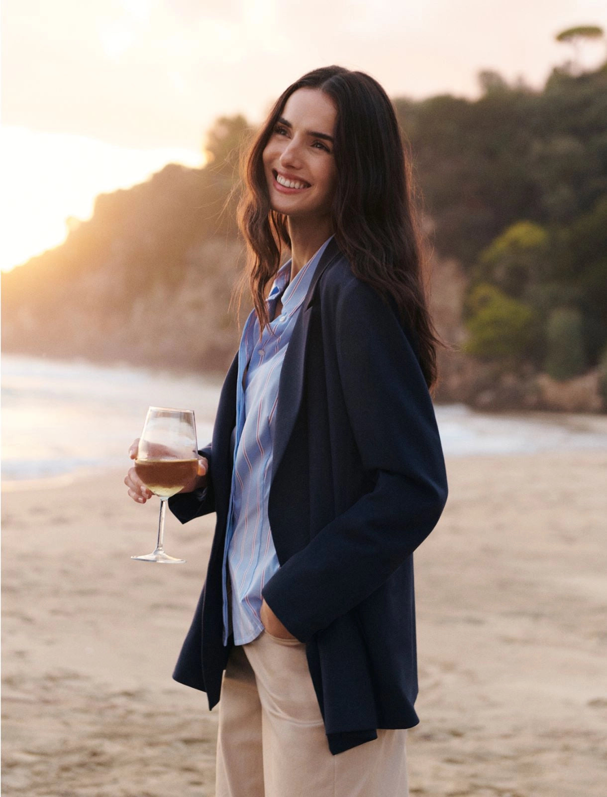 Γυναικείο σακάκι βισκόζης και λαμέ - NAVY