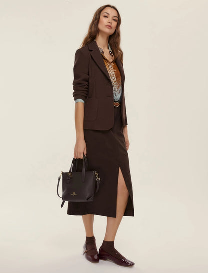 Γυναικείo Σατέν πουκάμισο με στάμπα - ΣΚΟΥΡΟ ΜΠΛΕ