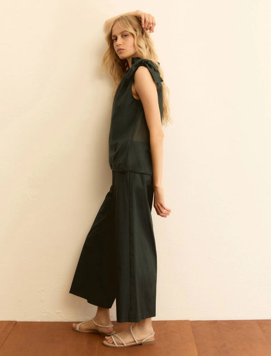 Γυναικείο Παντελόνι γκαμπαρντίνας σε ίσια γραμμή - ΣΚΟΥΡΟ ΠΡΑΣΙΝΟ