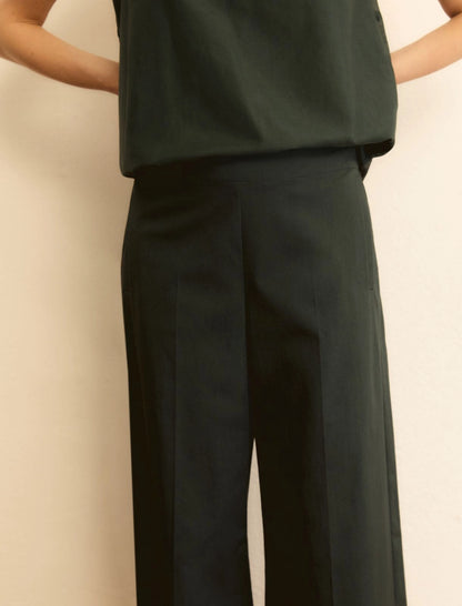 Γυναικείο Παντελόνι γκαμπαρντίνας σε ίσια γραμμή - ΣΚΟΥΡΟ ΠΡΑΣΙΝΟ