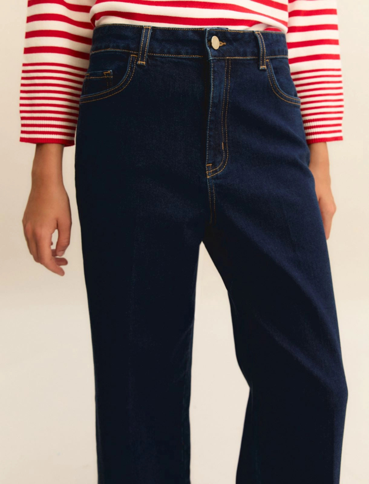 Γυναικείο παντελόνι τζιν με φαρδιά γραμμή EMMCROPPED- MIDNIGHTBLUE