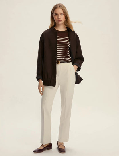 Γυναικείo Πουλόβερ με στρογγυλή λαιμόκοψη - ΣΚΟΥΡΟ ΚΑΦΕ