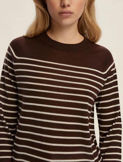 Γυναικείo Πουλόβερ με στρογγυλή λαιμόκοψη - ΣΚΟΥΡΟ ΚΑΦΕ