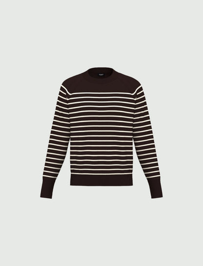 Γυναικείo Πουλόβερ με στρογγυλή λαιμόκοψη - ΣΚΟΥΡΟ ΚΑΦΕ