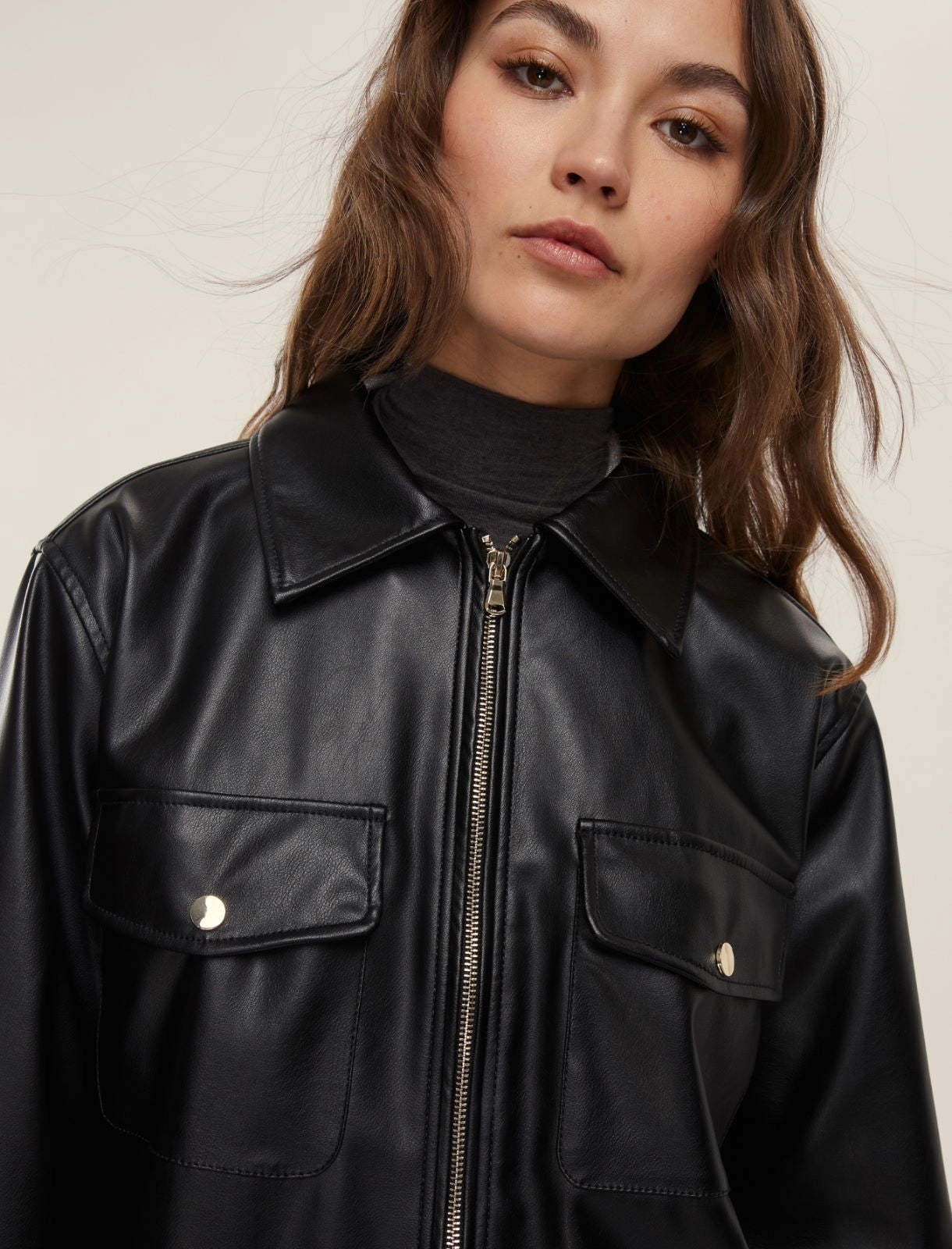 Γυναικείo μπουφάν από ζέρσεϊ  - ΜΑΥΡΟ