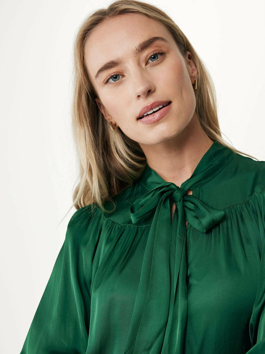 Γυναικεία Πουκαμίσα με παπιγιόν λαιμόκοψη σκούρο πράσινο