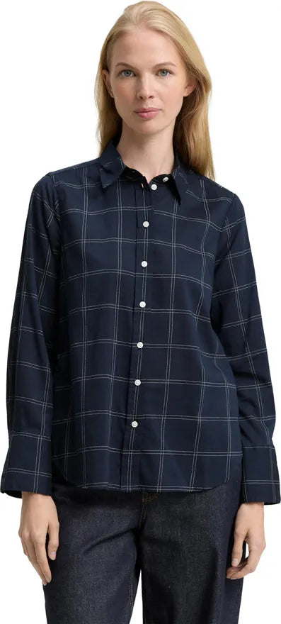 Γυναικείο μακρυμάνικο πουκάμισο μπλε καρό