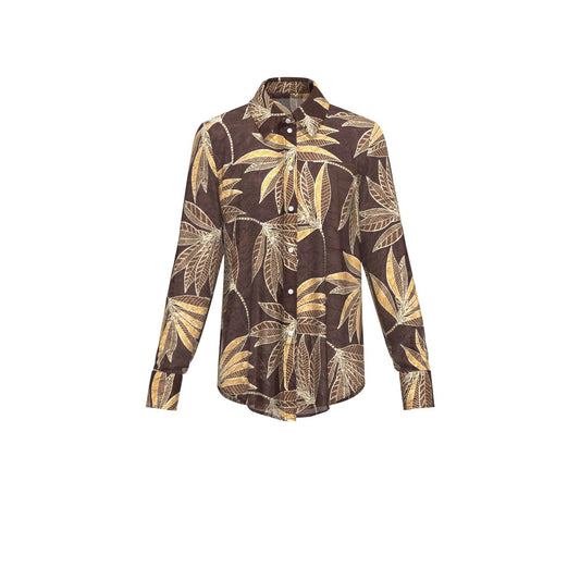 Γυναικείo Σατέν πουκάμισο με στάμπα- ΚΑΦΕ