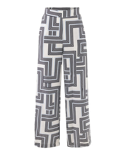 Γυναικείο μαύρο παντελόνι με γεωμετρικό σχέδιο