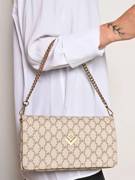 Zoe Midi Mosaic Bag | Beige