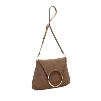 Γυναικεία τσάντα ώμου Rachel σουέτ καφέ
