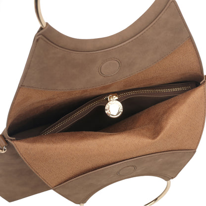 Γυναικεία τσάντα ώμου Rachel σουέτ καφέ