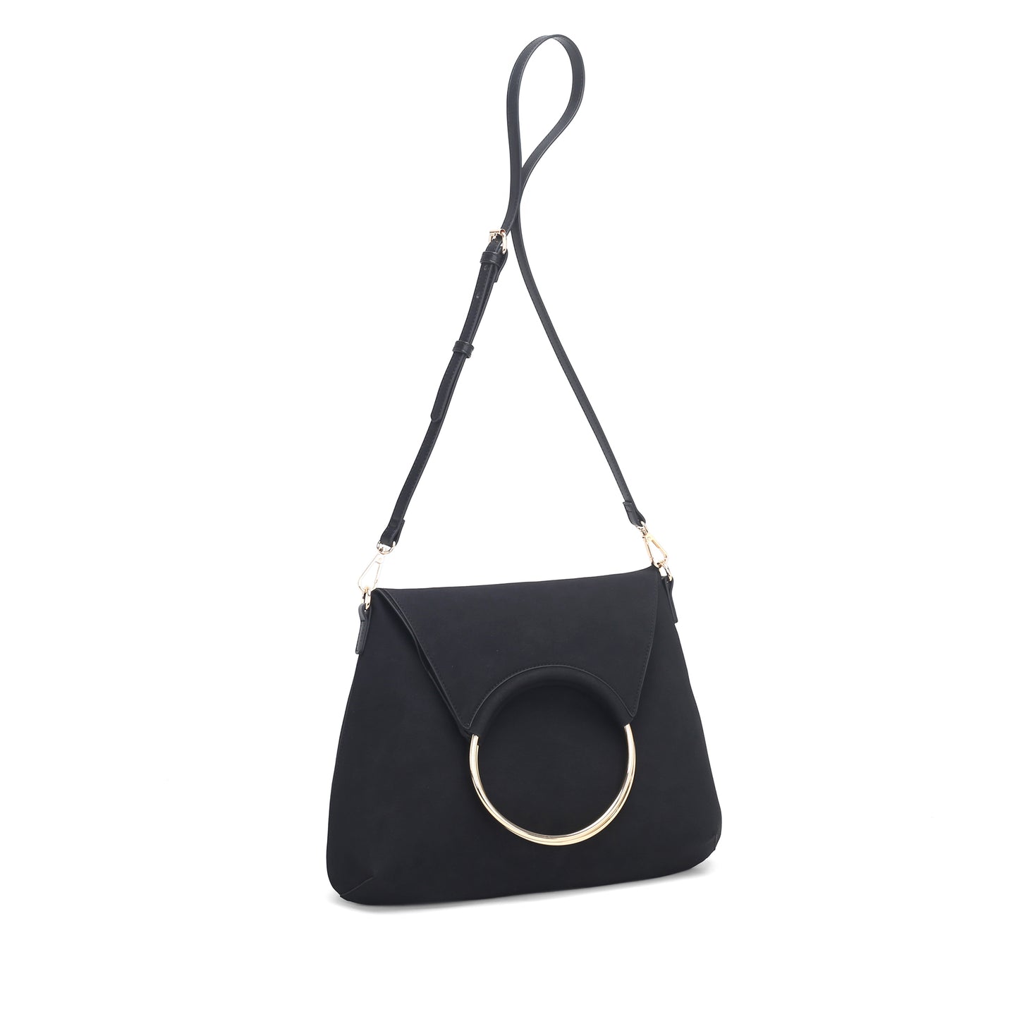 Γυναικεία τσάντα ώμου Rachel σουέτ μαύρο