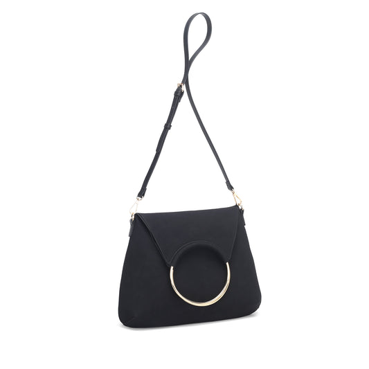 Γυναικεία τσάντα ώμου Rachel σουέτ μαύρο