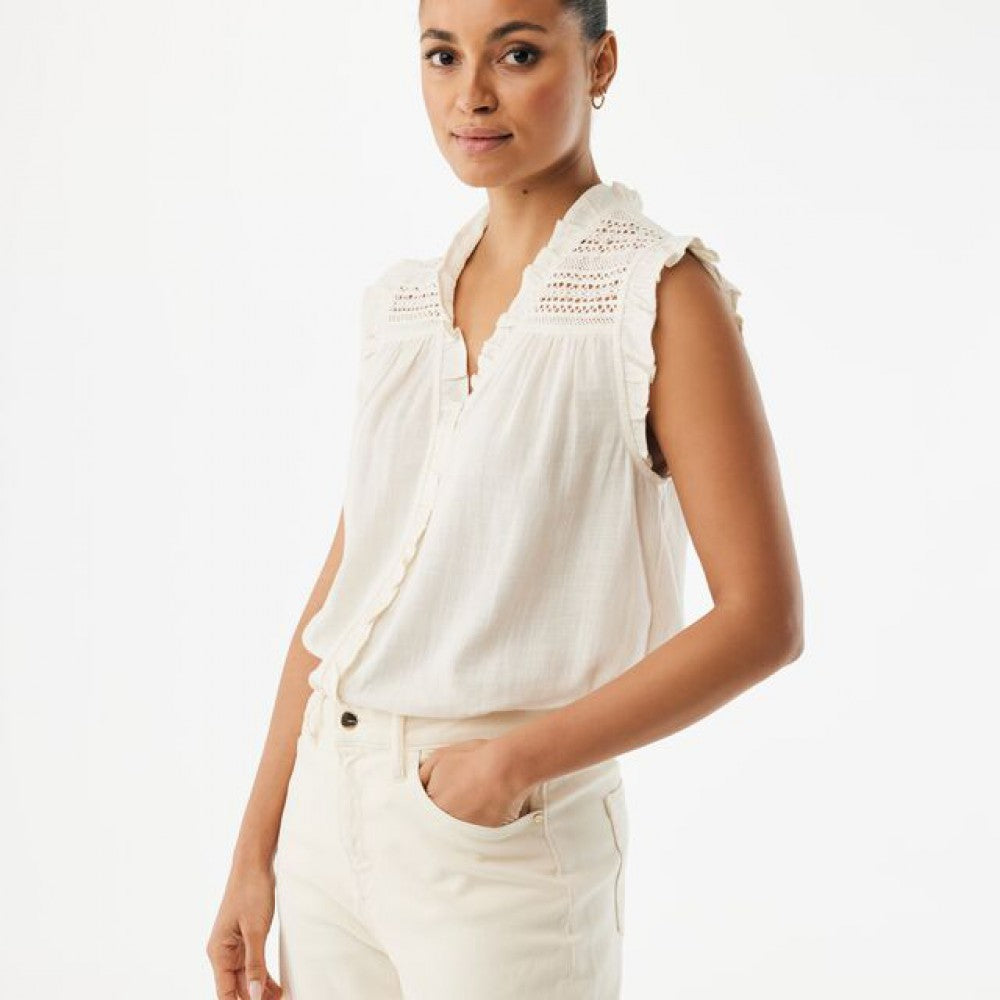 Γυναικείο Linen Mix Slub Blouse Off White