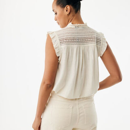Γυναικείο Linen Mix Slub Blouse Off White