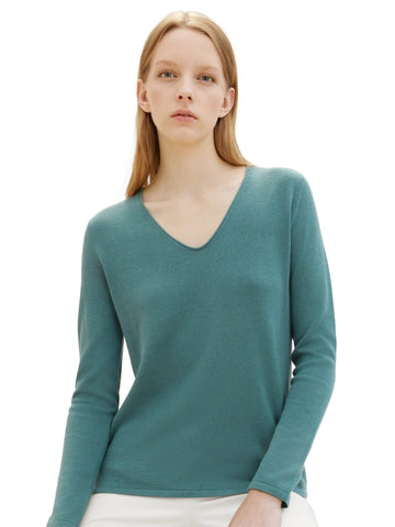 Γυναικεία μπλούζα σχήμα V πράσινο πεύκο