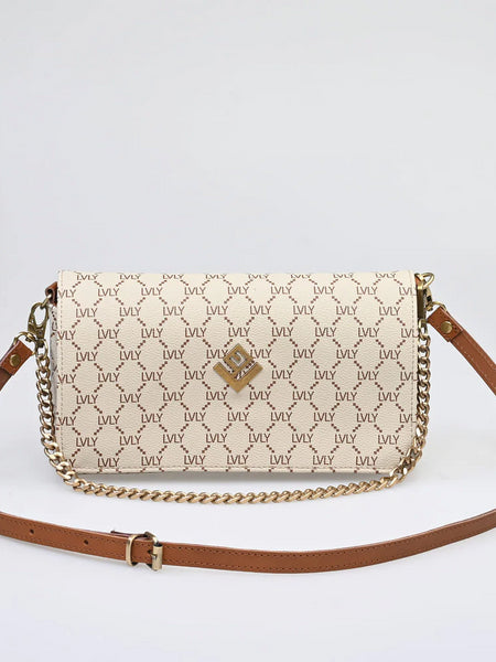 Zoe Midi Mosaic Bag | Beige