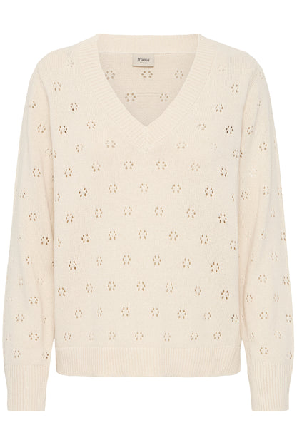 Γυναικείο πουλόβερ V Neck-off white