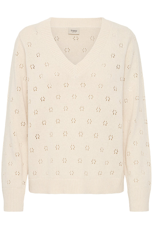 Γυναικείο πουλόβερ V Neck-off white