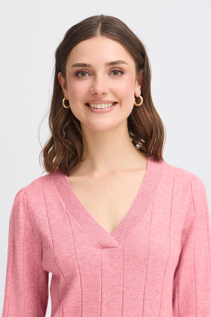 Γυναικείο πλεκτό πουλόβερ-rose melange